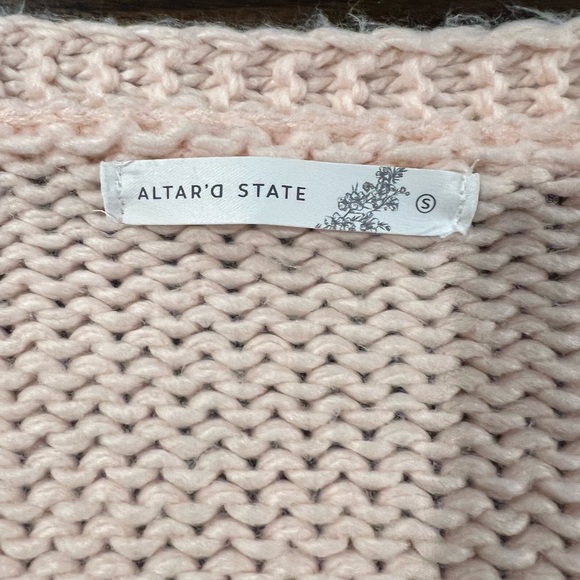 Altard State Sweater Cardigan S Pink Floral Daisy 3D Chunky Knit Statement Boho - Picture 5 of 7